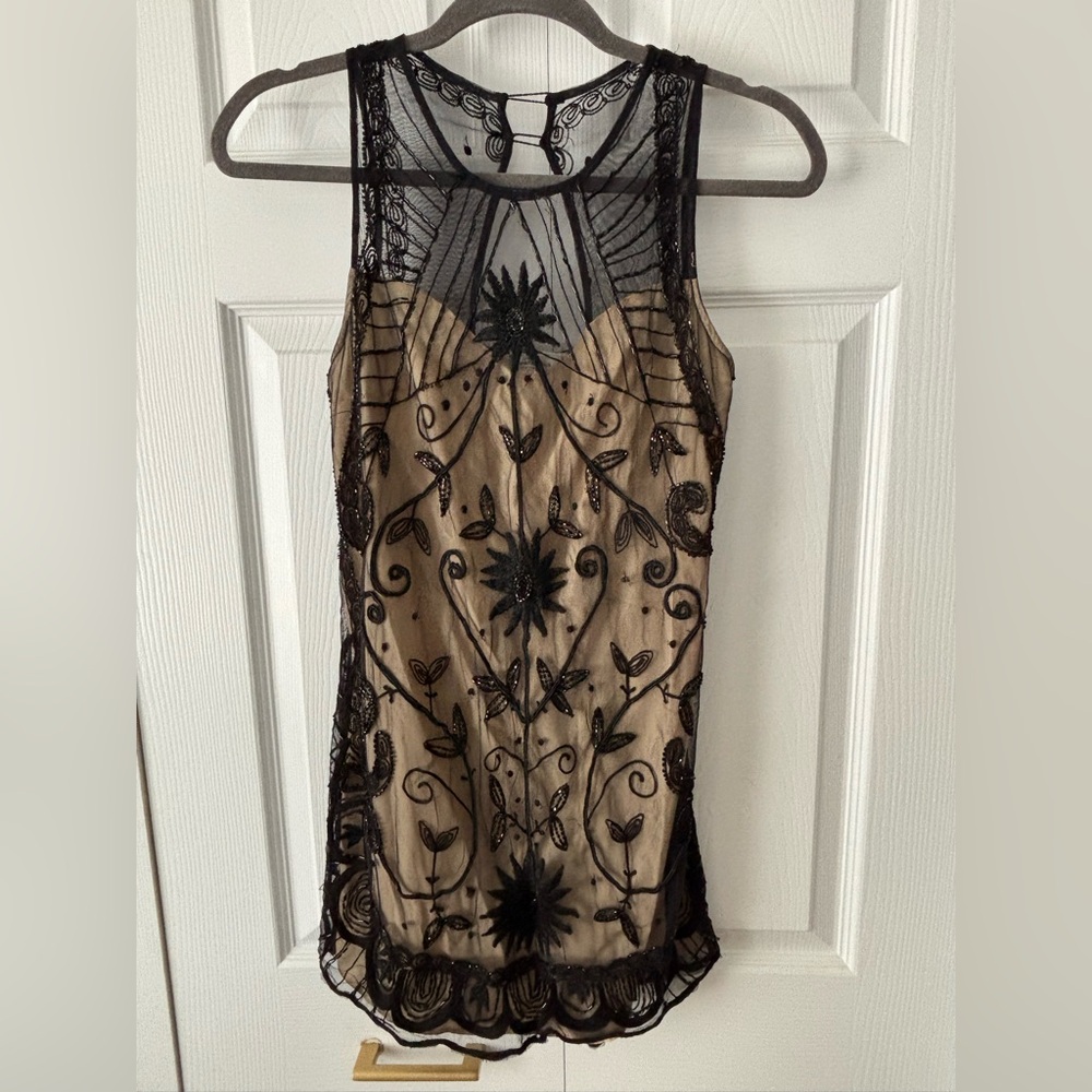 Abercrombie & Fitch Black and Tan Sheer Dress